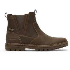 Botas>Rockport Bota Chelsea masculina para clima ou não à prova d'água Novo Couro Castanho/Camurça