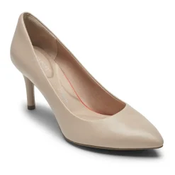 Saltos>Rockport Salto bico fino feminino Total Motion 75mm Couro Bege Neutro