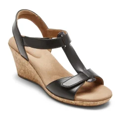 Sandálias E Cunhas>Rockport Sandália Feminina Blanca T-Strap Preto