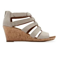 Sandálias E Cunhas>Rockport Sandália Gladiadora Briah Feminina Novo Nubuck Taupe