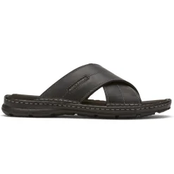 Sandálias>Rockport Slide Masculino Darwyn Cross Band Couro Preto II